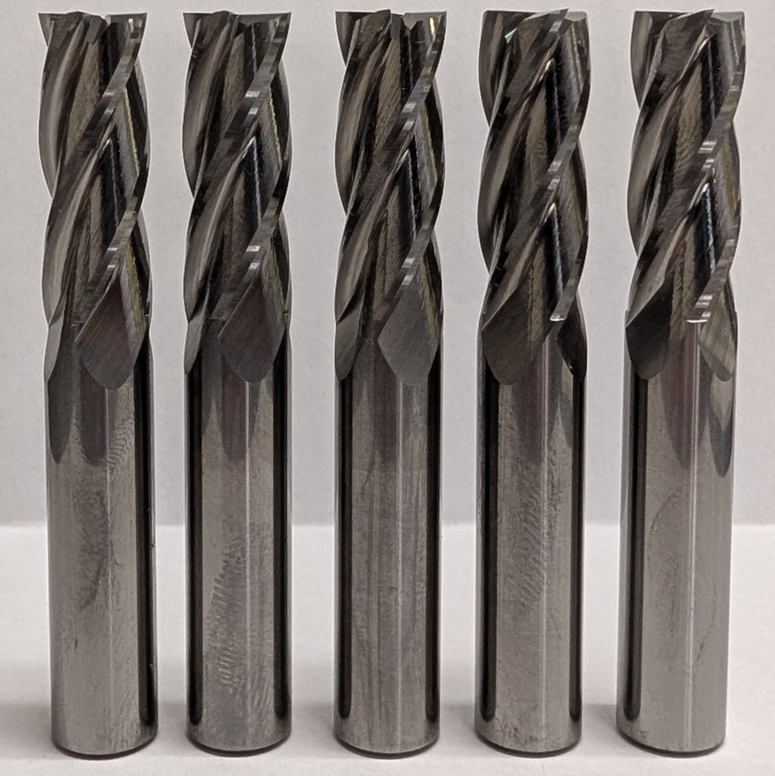 5 Pack 1/4" Solid Carbide End Mills – 4 Flute Center Cutting CNC USA Made 4