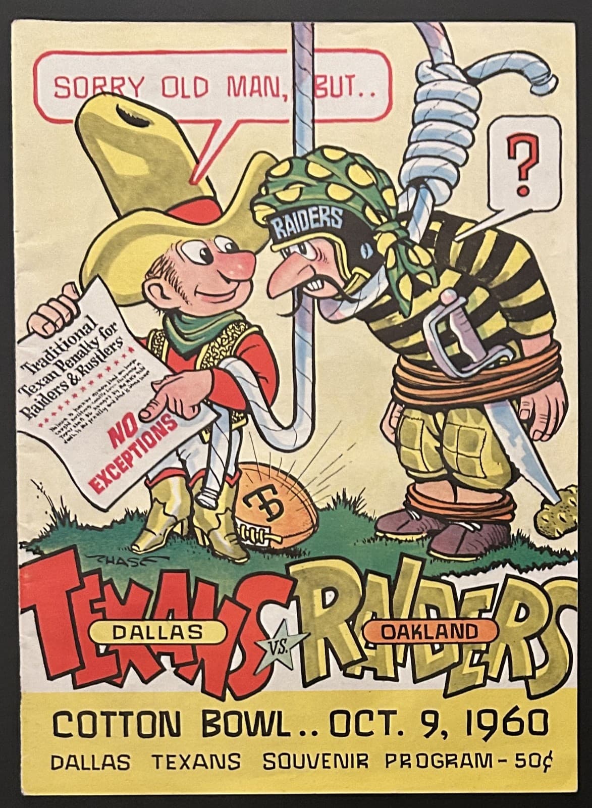 1960 Dallas Texans vs Oakland Raiders Program-1st Year AFL Cotton Davidson