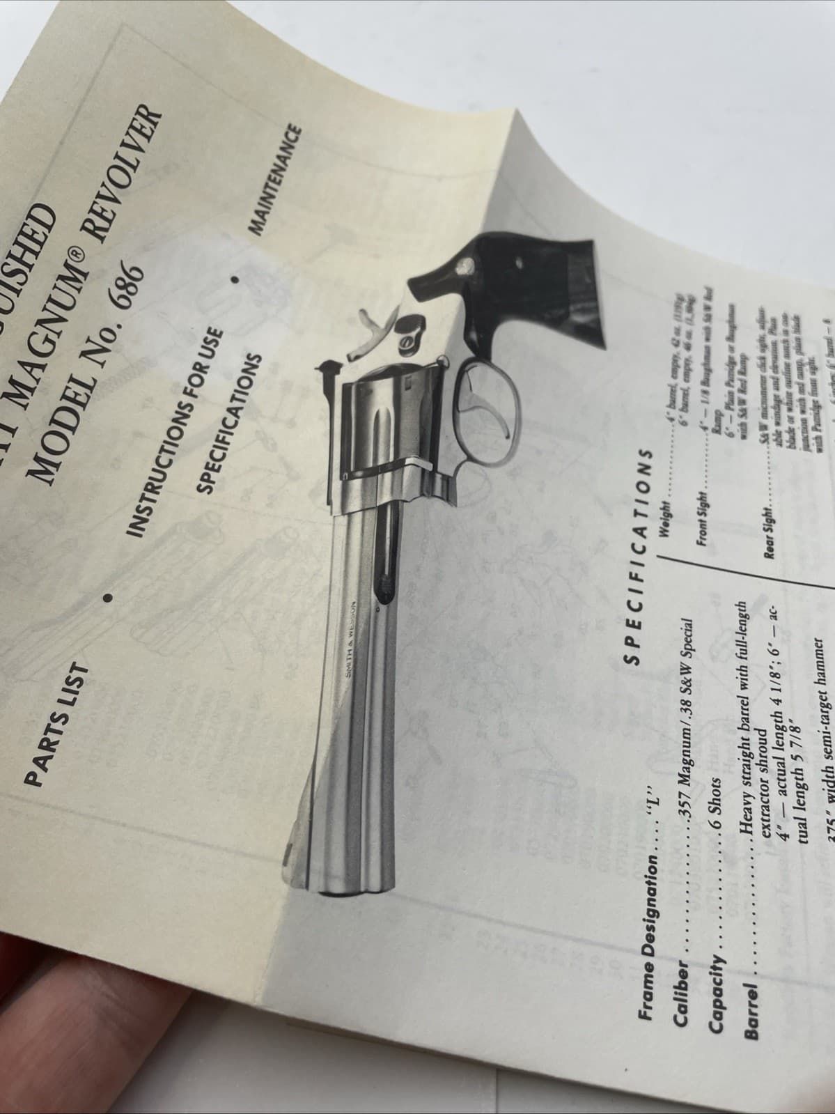 SMITH AND WESSON MODEL NO. 686 DISTINGUISHED .357 COMBAT MAGNUM MANUAL 5