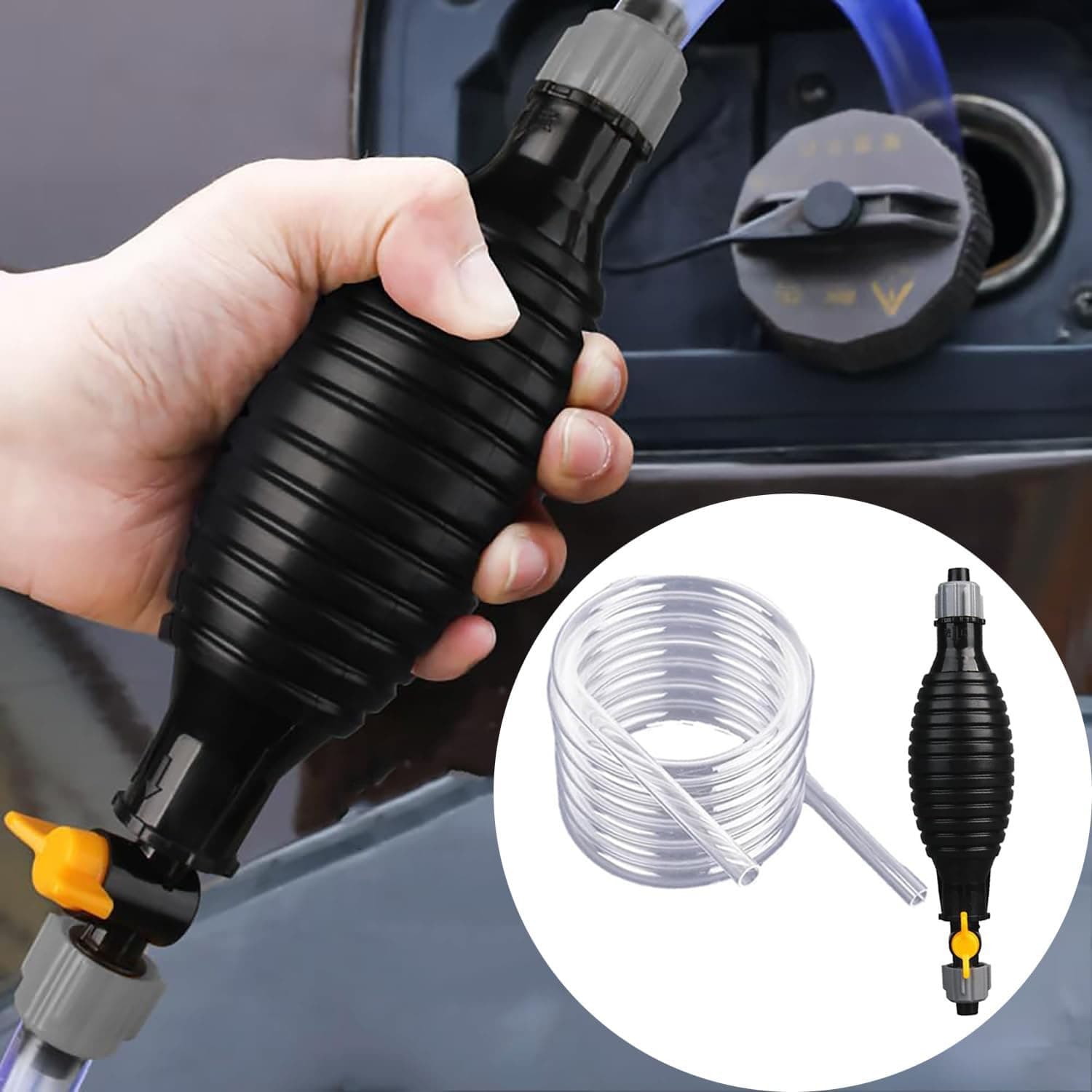 9.8Ft Siphon Hose Multifunction Pump Oil Water Fuel Gasoline Transfer Hand Pump 4