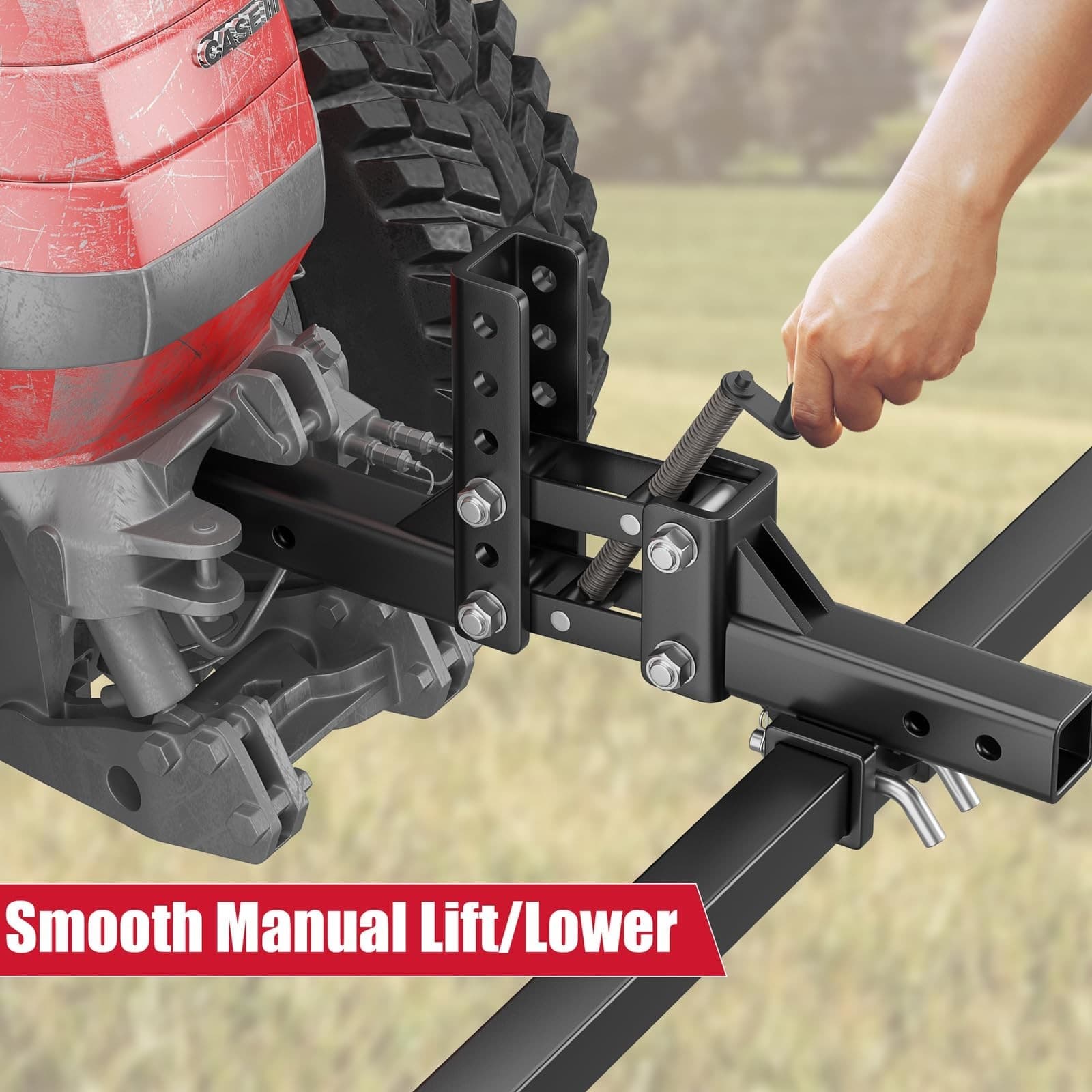 50" Manual Implement Lift, 1-Point and 2-Inch Receiver for ATV/UTV Tractors 5