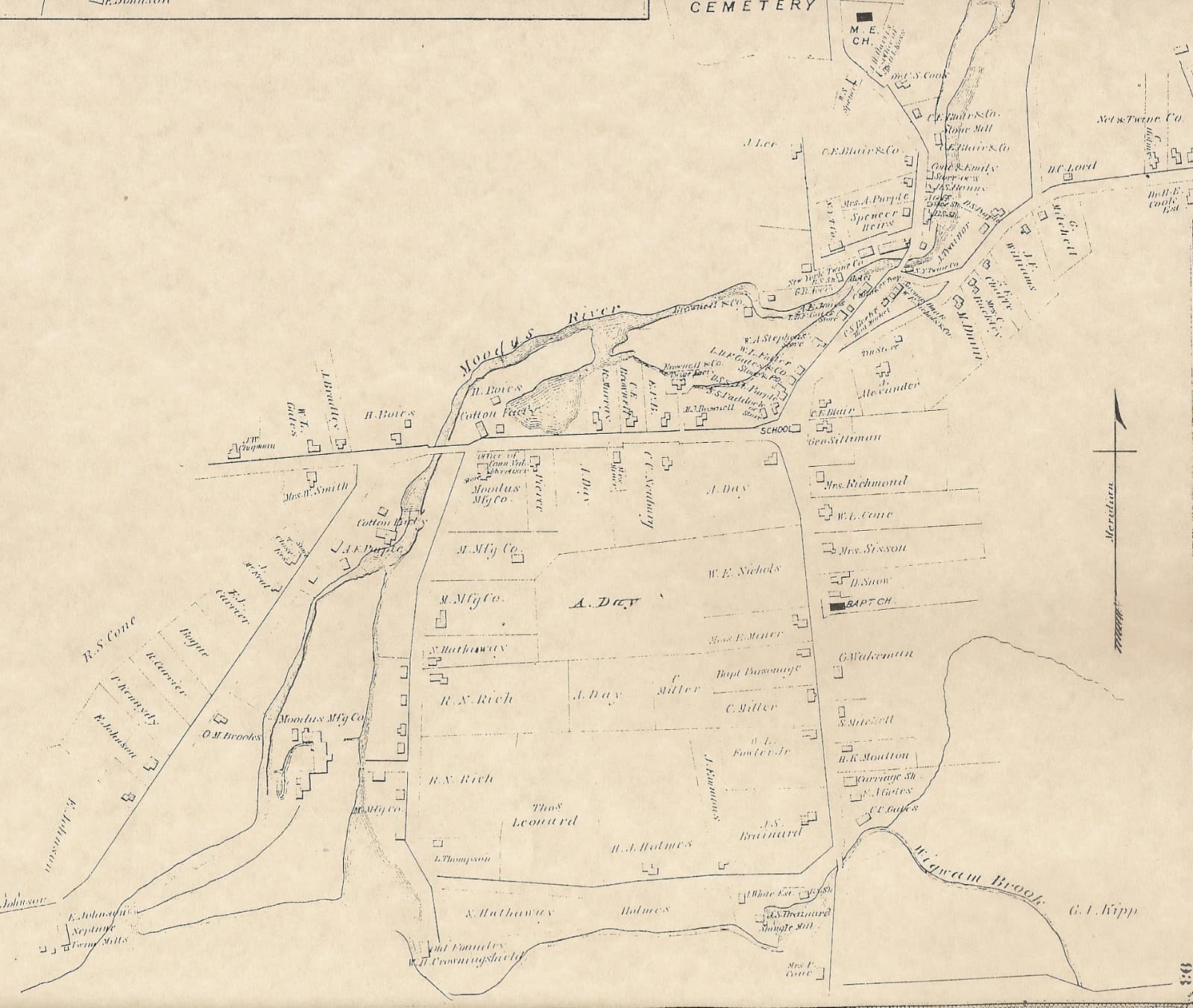 Moodus East Haddam CT 1874 Maps with Homeowners Names Shown 2
