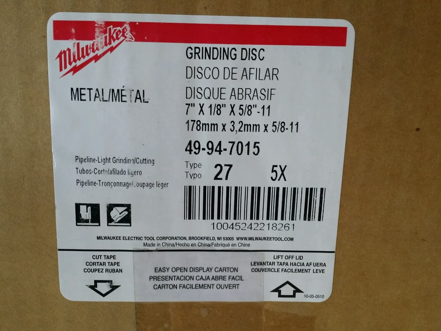 Lot of 5 Milwaukee 49-94-7015 7 x 1/8 x 5/8-Inch-11 Type-27 Grinding Wheel 4