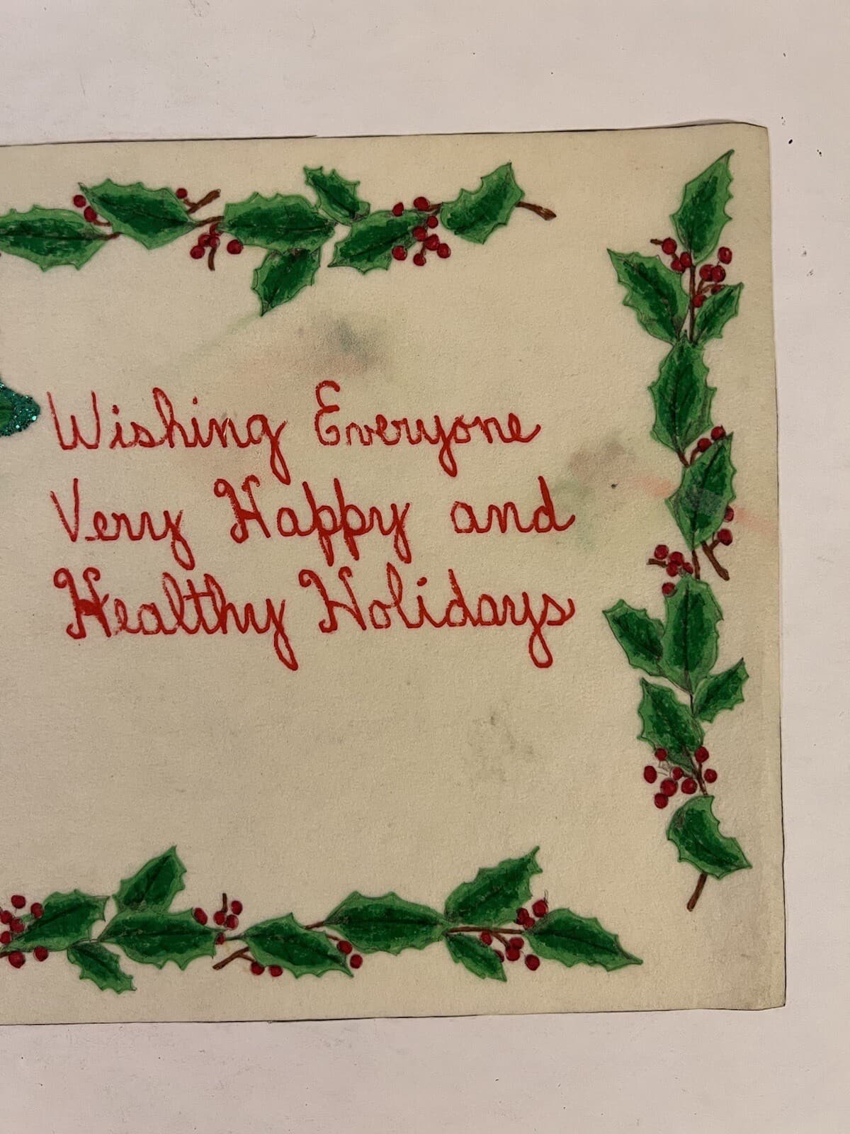 VTG Christmas Placemats (2) Hand Painted Felt Poinsettia 17x10 5