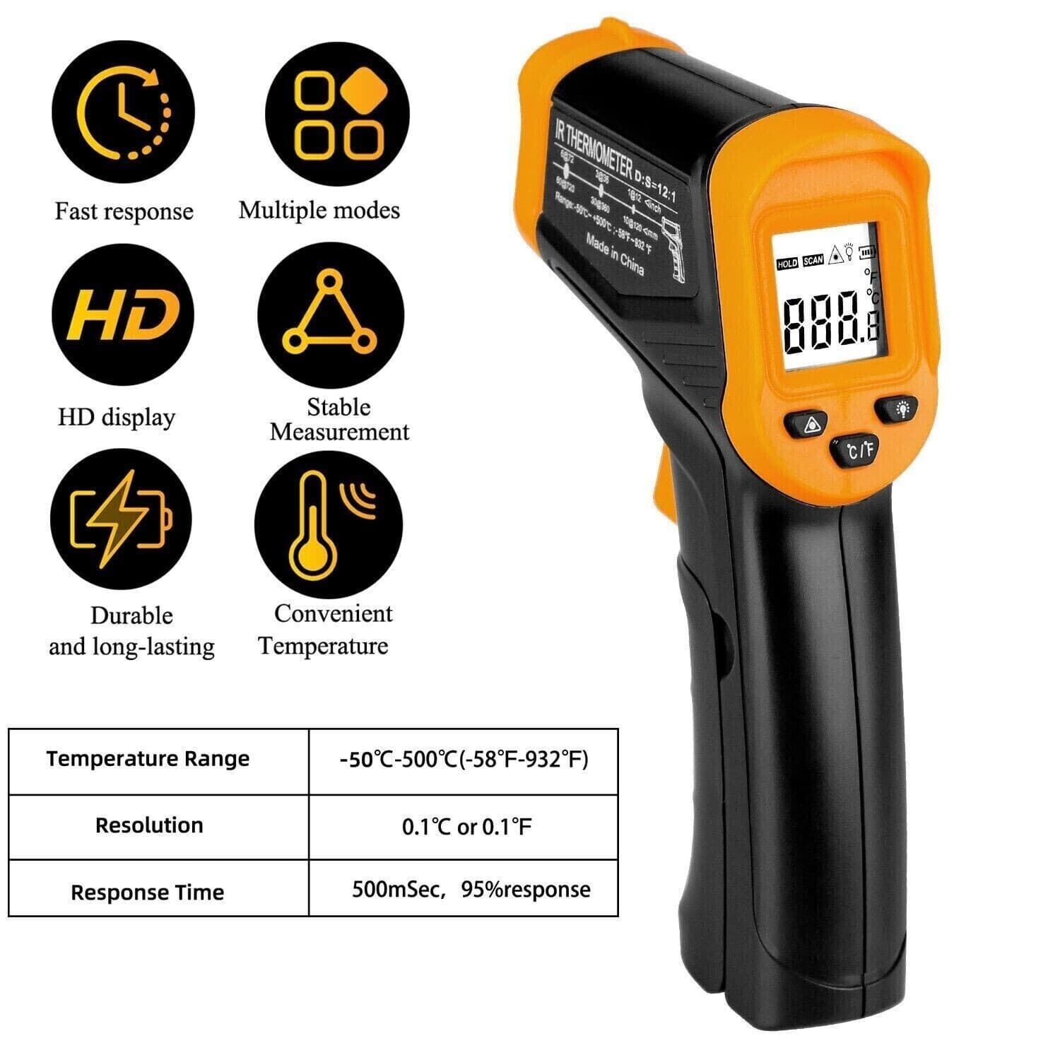 LCD Digital Non-contact Laser IR Infrared Thermometer Temp Meter Temperature Gun 2