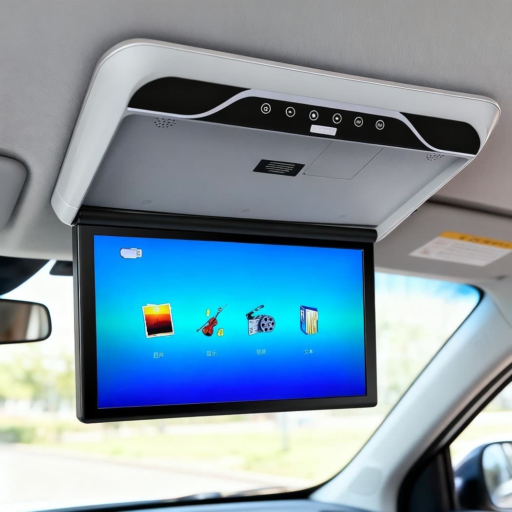 19.5" Overhead Flip Down Car Roof Monitor HD TFT 1080P Screen USB HDMI 2