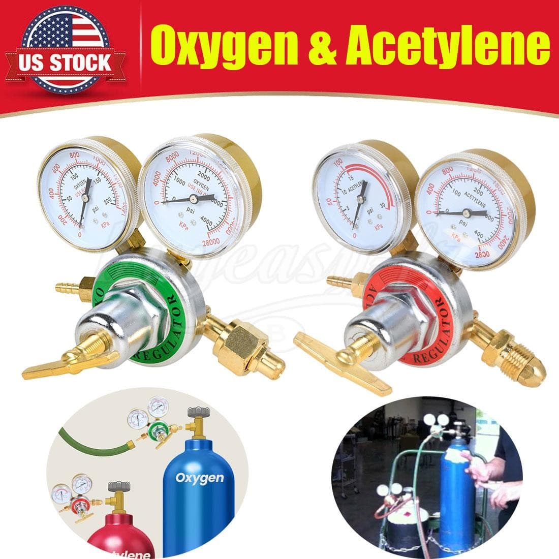 Oxygen Regulator & Acetylene Gas Regulator Victor Welding Cutting Torch Gauge
