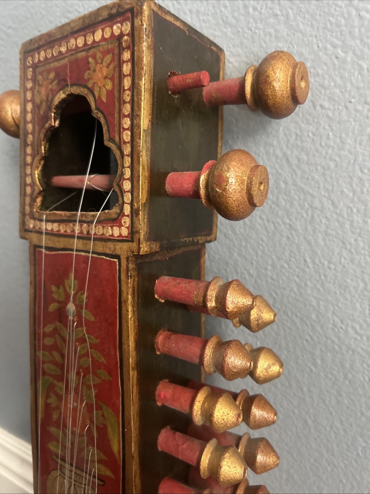 Hand-Carved Sindhi Sarangi Indian Rajasthani Museum Quality (Chikara Red Vintage 6