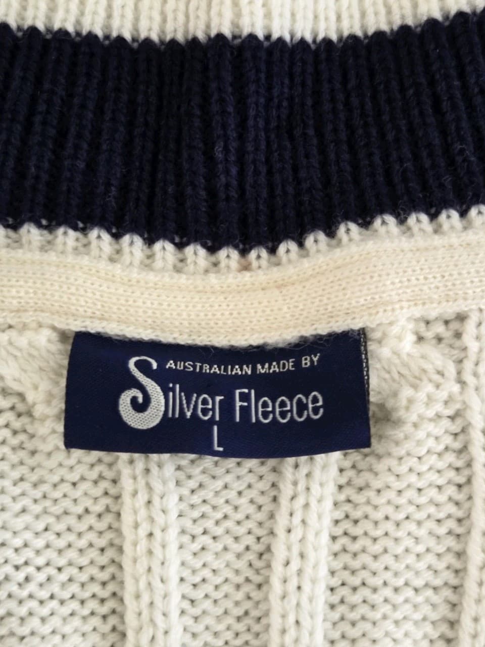 🔶️VINTAGE SILVER FLEECE MENS L/SLEEVE SIZE L CRICKET JUMPER POLO TENNIS SWEATER 3