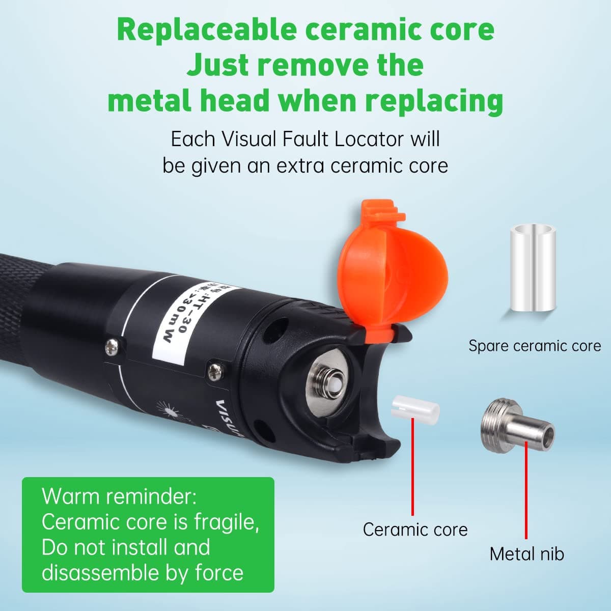 Moocci Fiber Visual Fault Locator 30Mw 30KM Fiber Light Tester - VFL Fiber Optic 3