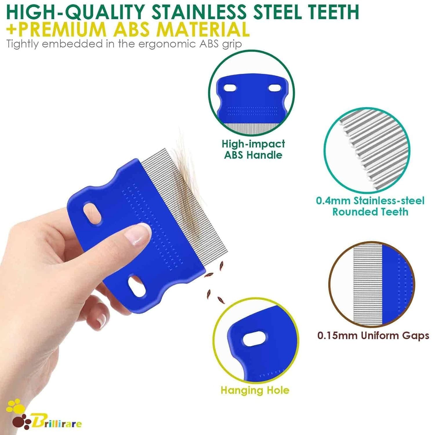 6 Pack Dog Grooming Comb, Pet Flea Lice Stainless Steel Cat Combs with Rounded T 4