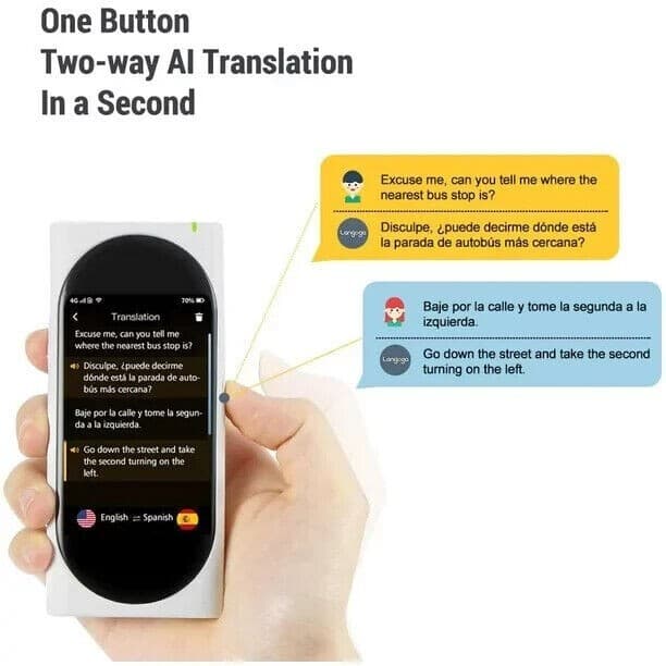 2-in-1 AI Translator Device & Voice Recorder Transcriber, 100+ Languages 3