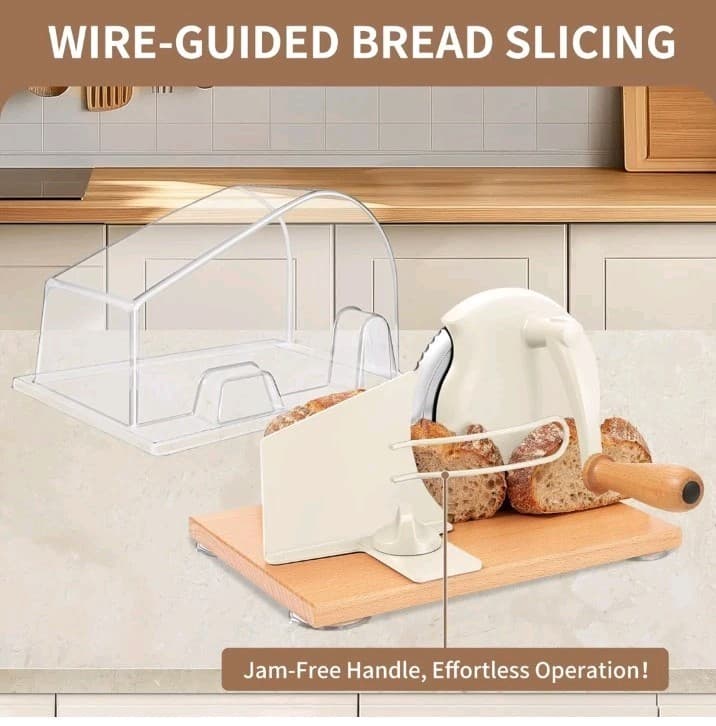 Manual Hand Crank Bread Slicer Stainless Steel Blade Slicing Guide Cover 6