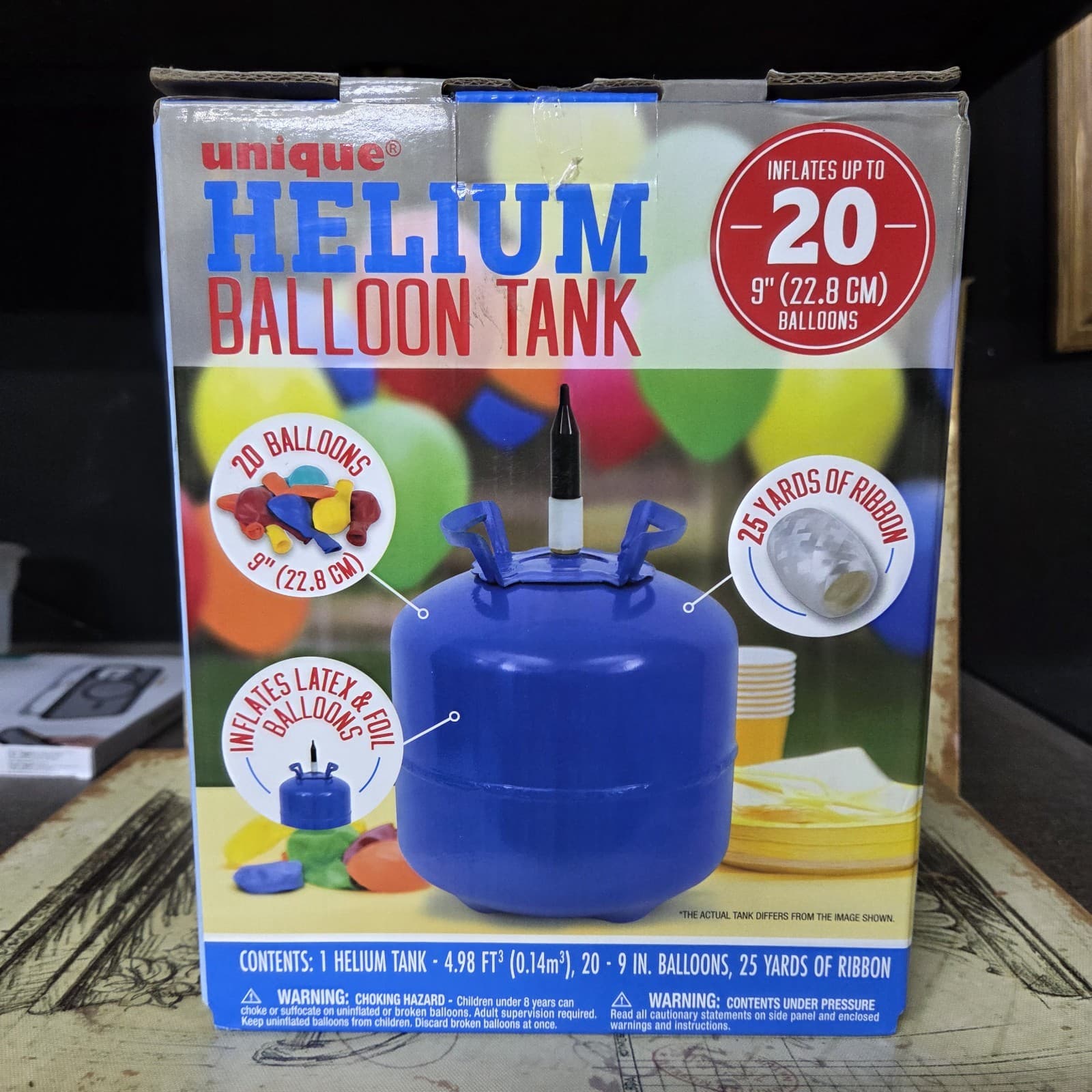 Helium Balloon Tank Kit, 4.98 Cu ft- 20 Mini Balloons Included  + Ribbon - NEW! 6