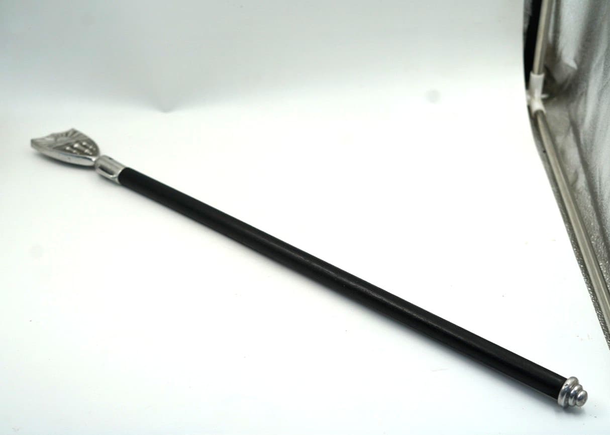 VINTAGE WOODEN CONDUCTORS BATON W/ ALUMINUM USC CREST FINIAL 4