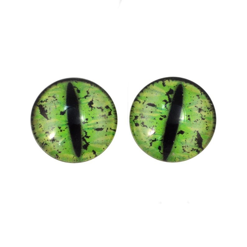 Pair Green Grunge Dragon Glass Eyes Jewelry Taxidermy Flatback Cabochons 5