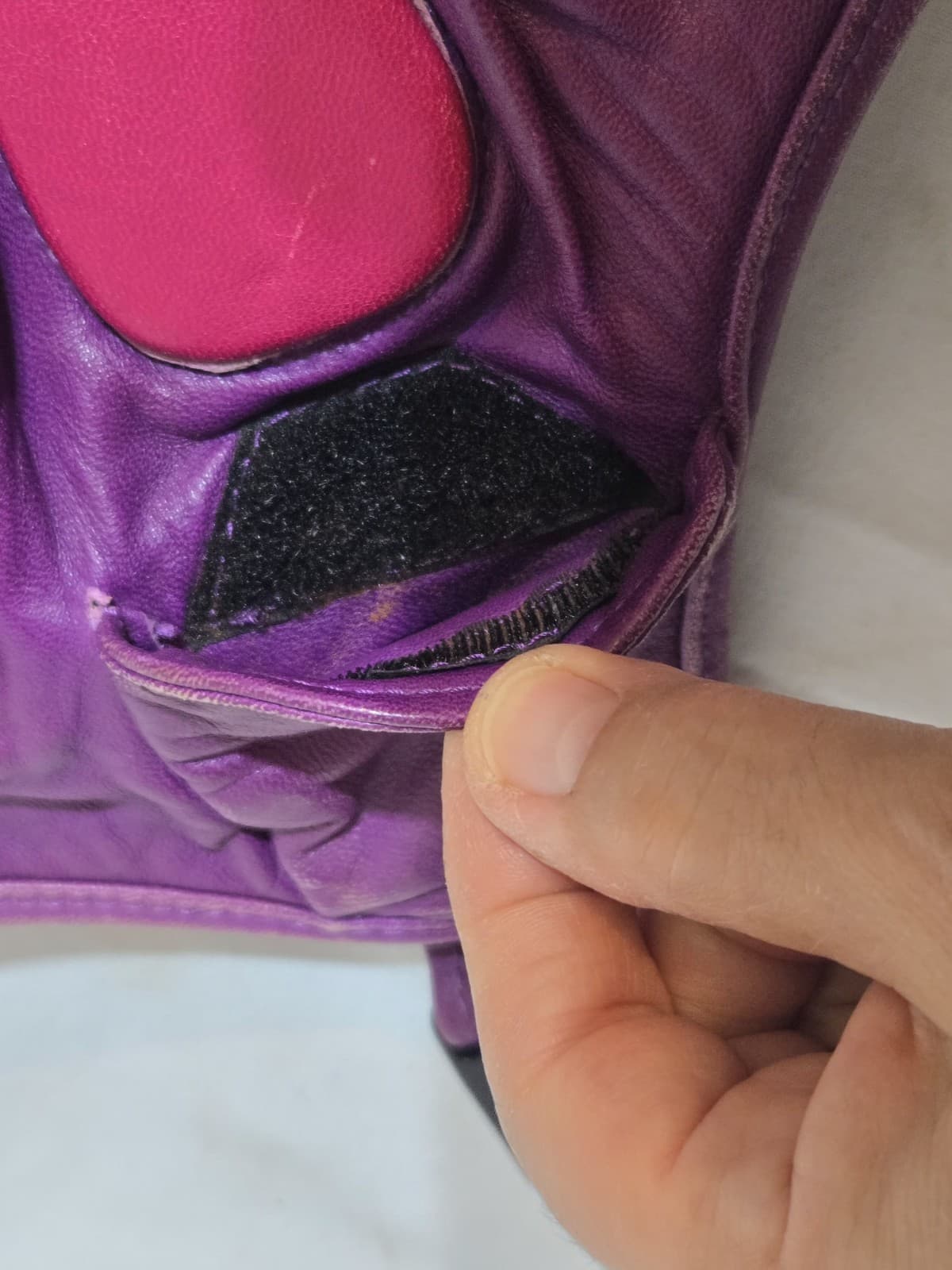 Vintage ParaPort Italia Skydiving Leather Helmet Purple Pink Made in Italy 6