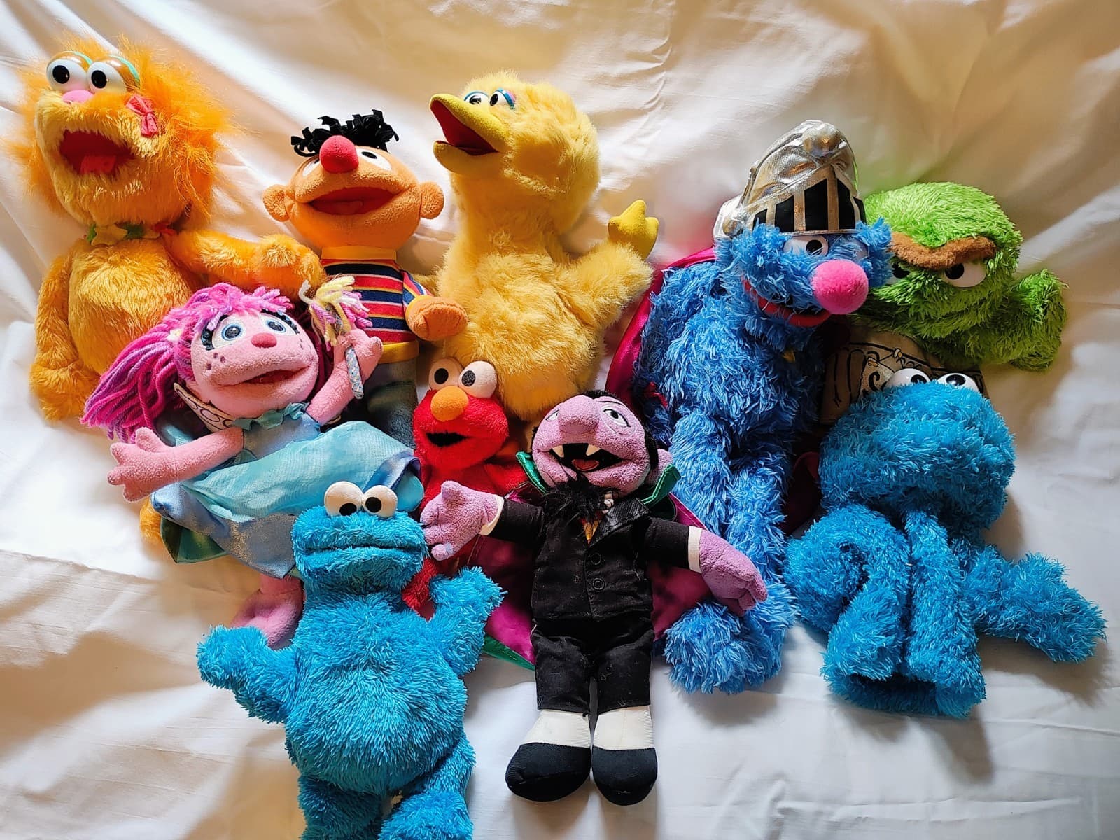 Vintage Lot Sesame Street Plush: Super Grover Elmo Zoe Big Bird Cookie Monster