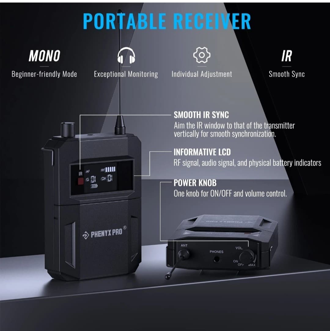 Phenyx Pro UHF Mono Wireless in-Ear Monitor System, Metal Wireless IEM System... 3