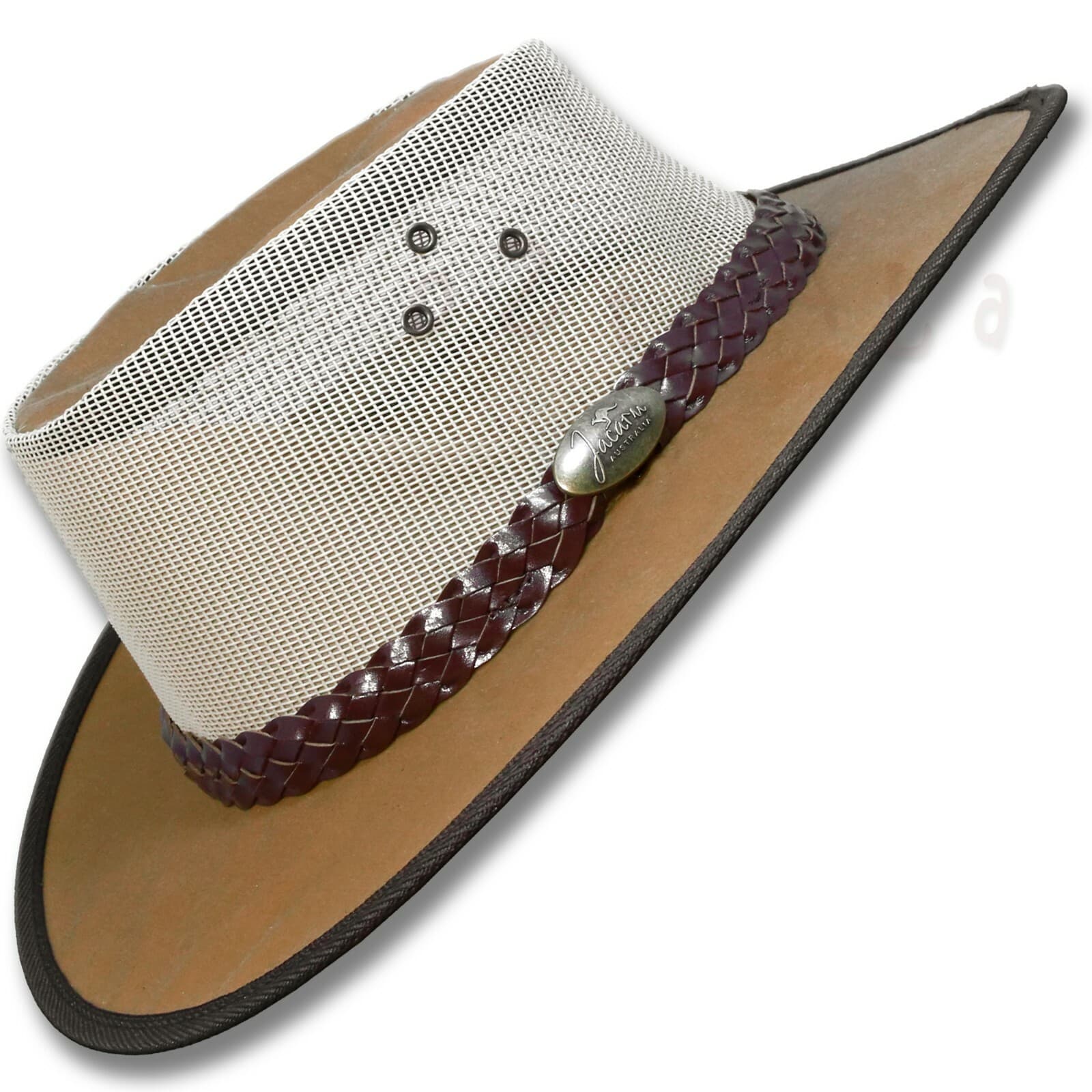 【oZtrALa】 AUSTRALIAN Hat Oilskin Canvas Jacaru OUTBACK Leather Mens Black Cowboy 4