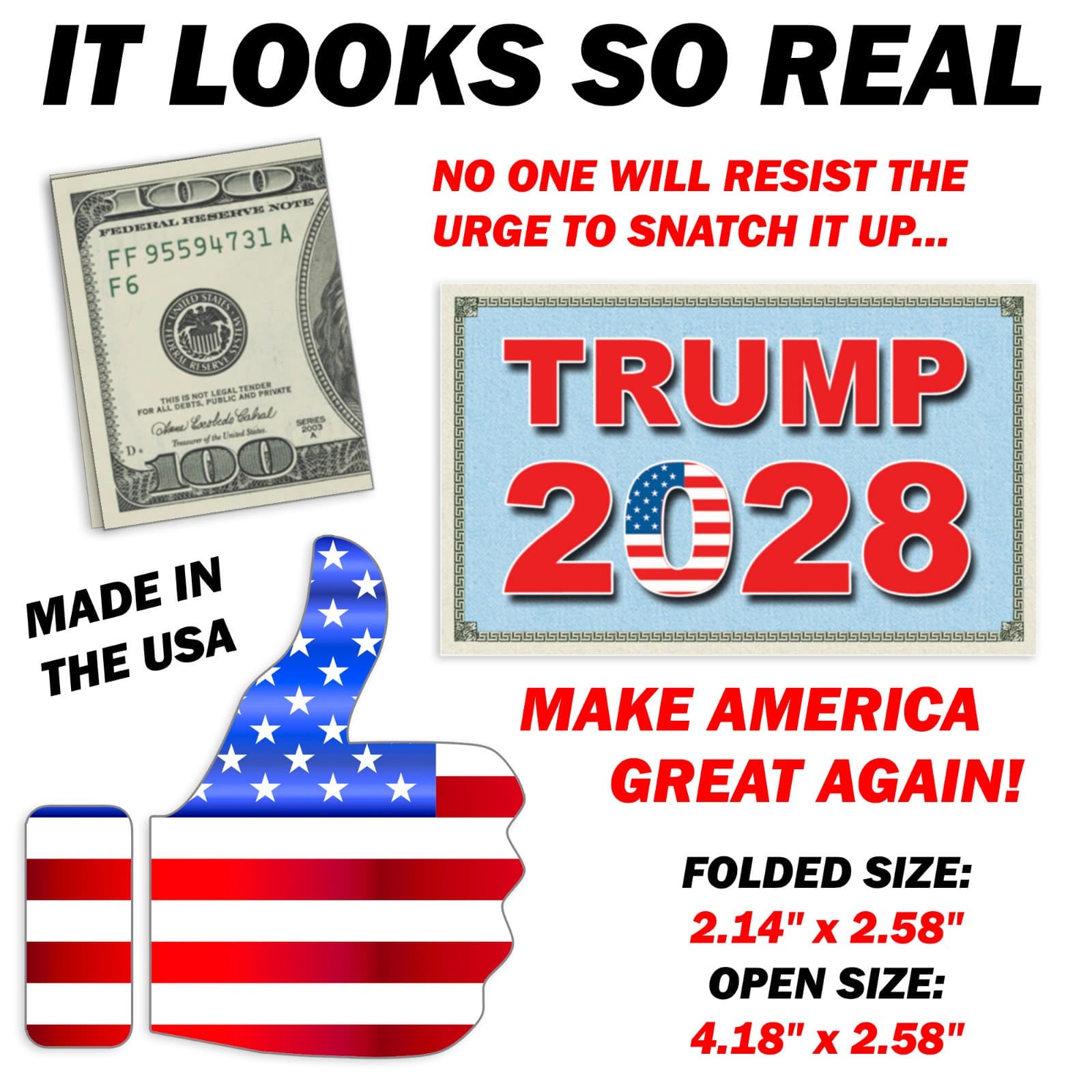 50 Pack Trump 2028 Fake Prank 100 Dollar Bills Money! Troll Everyone Today! 3