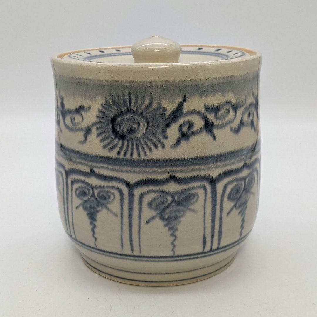 Tozaburo Kato Akazu ware Annan style mizusashi water jar Seto pottery Japan 5