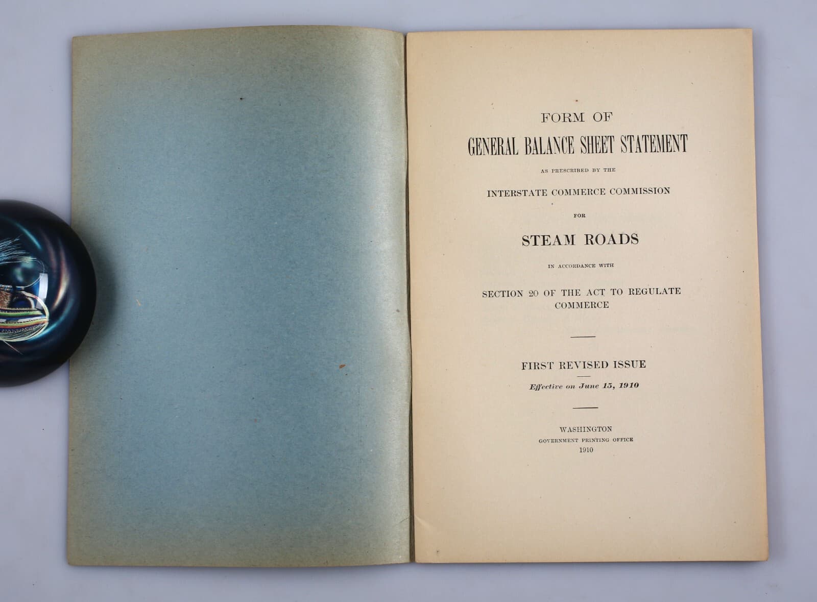 1910 Interstate Commerce Commission Balance Sheet Statement For Steam Roads 3