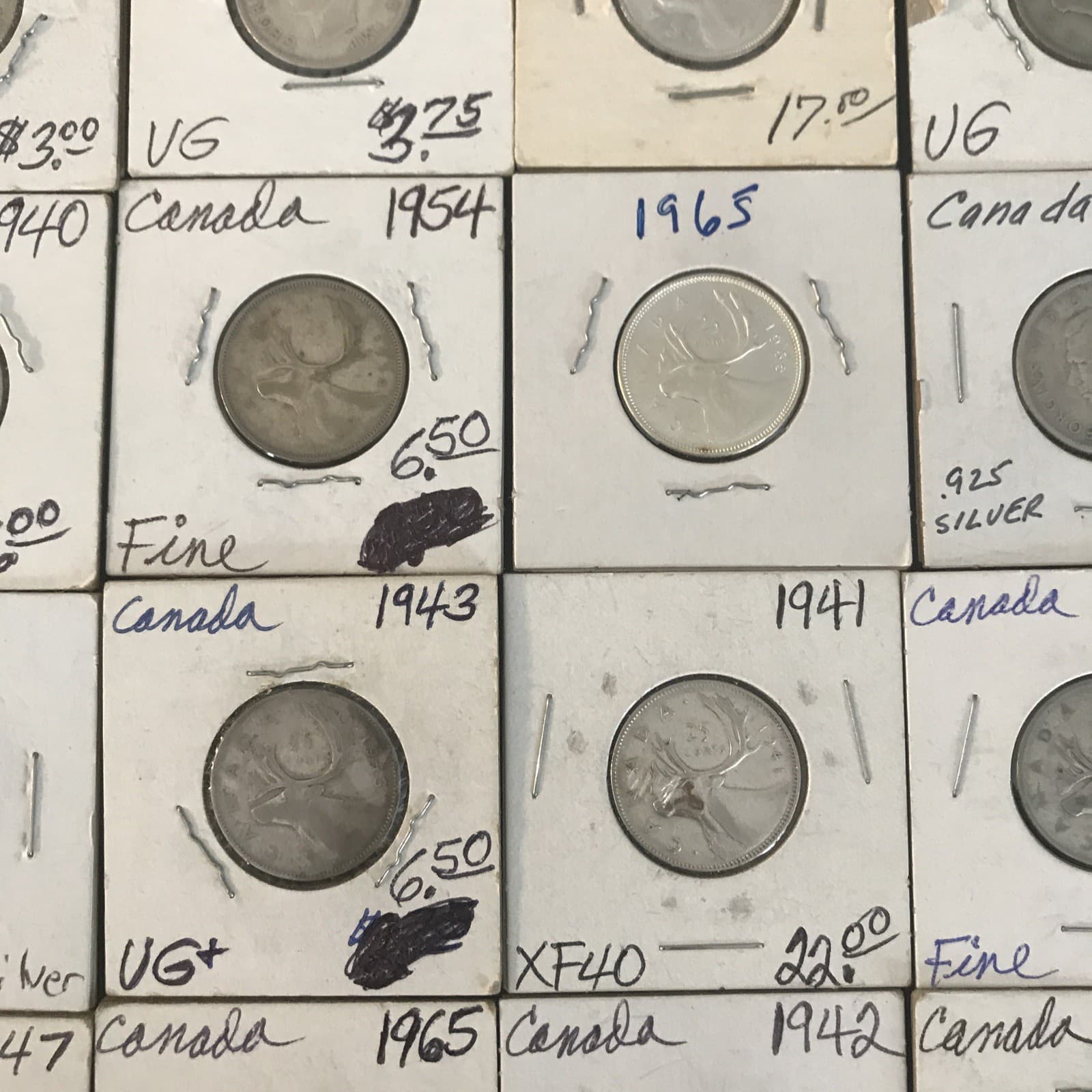 Lot Of Canadian Silver Coins 17.70 FV Pre 1968 Dollars Quarters Dimes 10+ Ounces 6