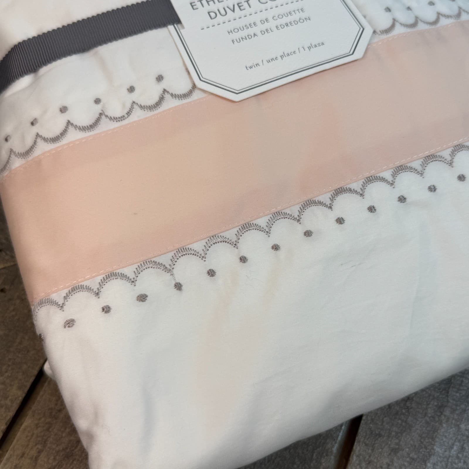 POTTERY BARN MONIQUE LHUILLIER ETHEREAL PIECED DUVET COVER & SHAM, TWIN ~ BLUSH 4