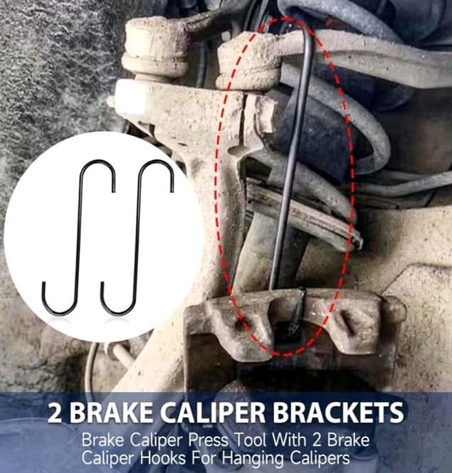Brake Caliper Compression Tool with 2 Brake Caliper Hooks, 2 Brake Disc Lubrican 5