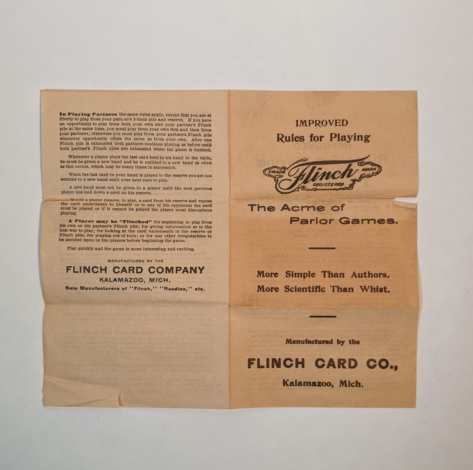 Antique 1913 "Flinch Card Game" w/ Rule Book in Original Box - Free Shipping 4