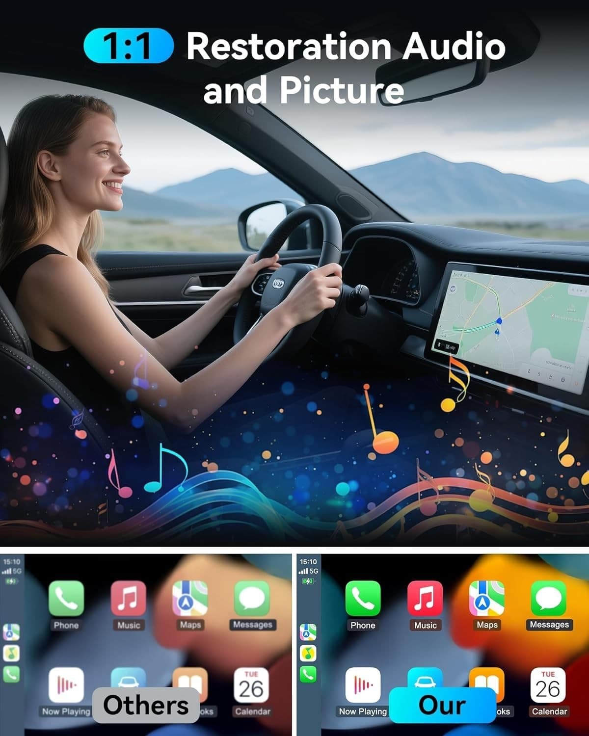 Wireless Carplay Adapter for iPhone, Ultra-Mini USB Design iOS 10+ & Cars 2016+ 3