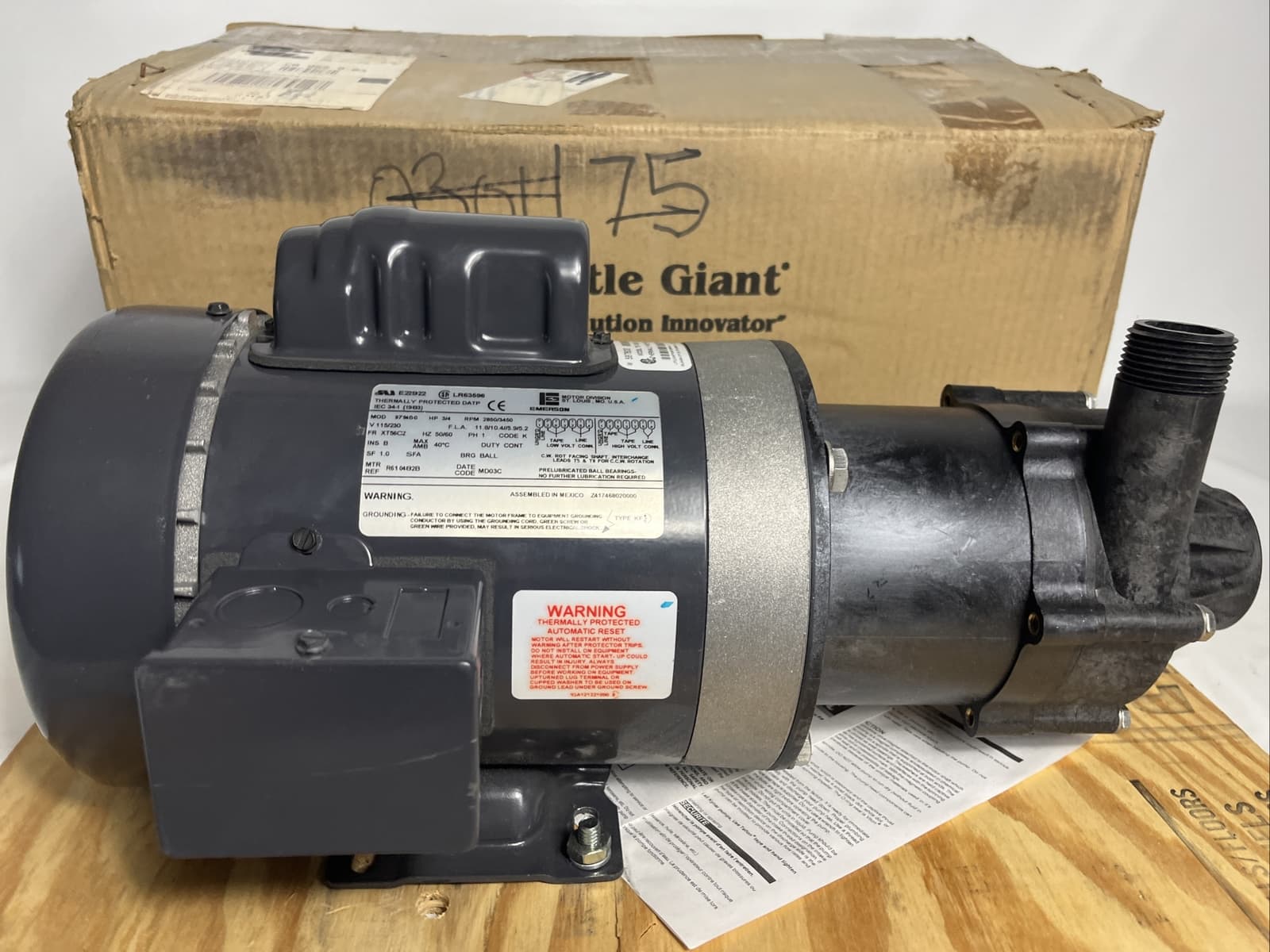 NEW IN BOX Little Giant 587600 Magnetic Drive Pump TE-7-MD-CK 3/4 HP, 115/230V 2