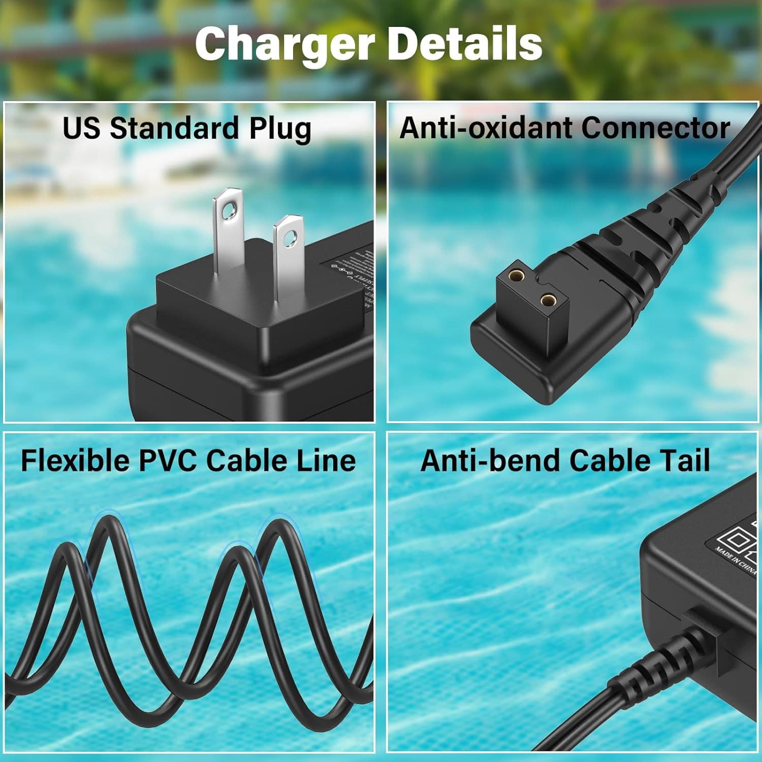 12.6V Charger for Aiper Seagull HJ1103J 1000 Cordless Pool Vacuum Cleaner 3