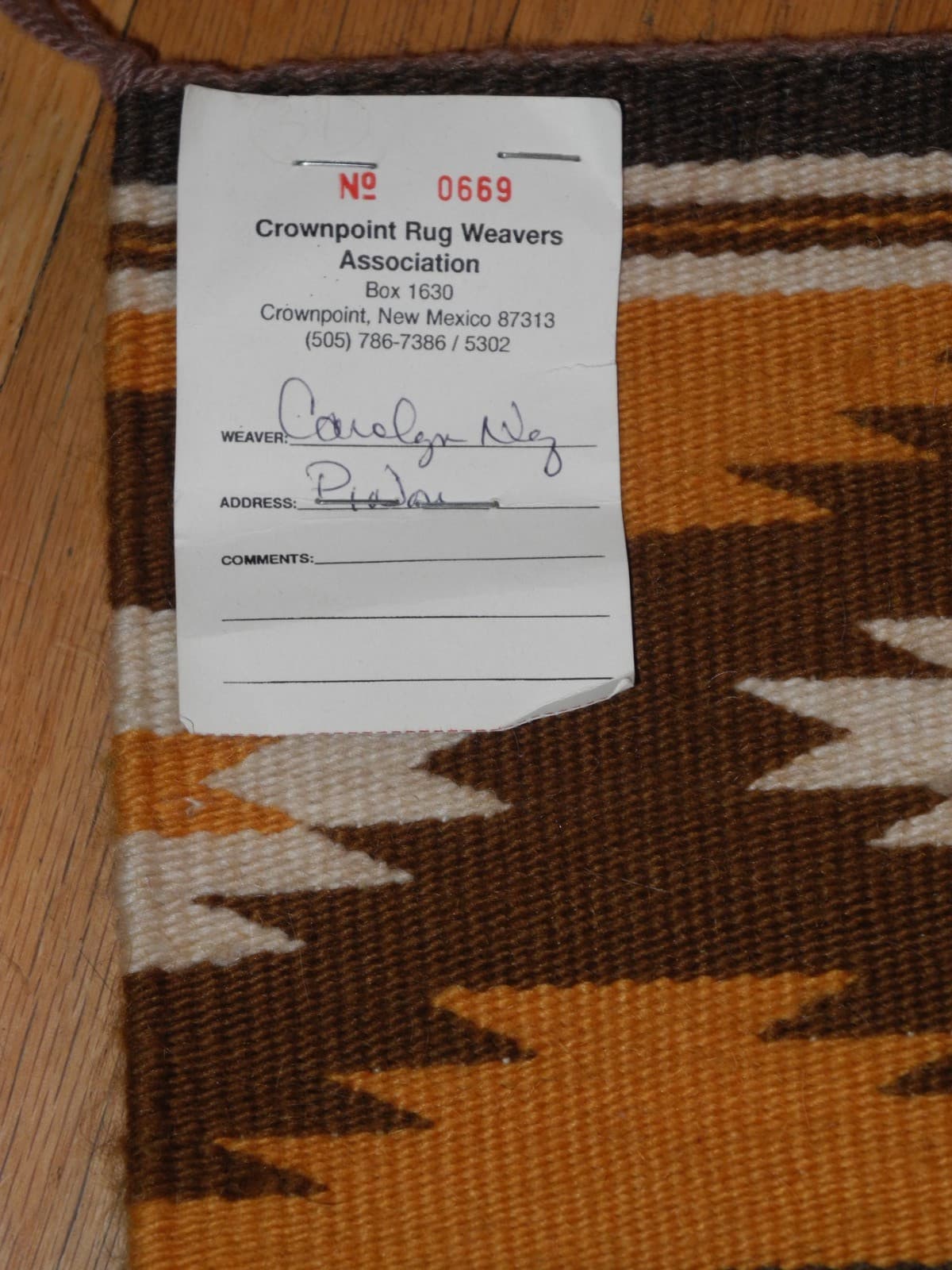 Navajo Rug Hand Woven Wool Native American Crownpoint"CAROLYN NEZ",30",X22" 5