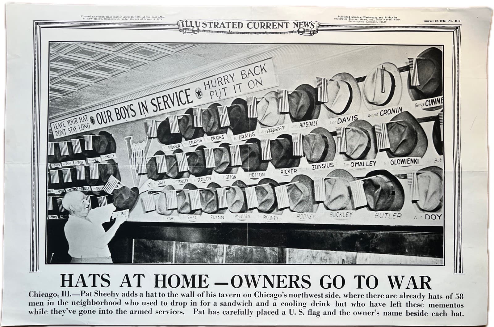 1942 HATS AT HOME OWNERS GO TO WAR CHICAGO IL ILLUSTRATED CURRENT NEWS WWII WW2