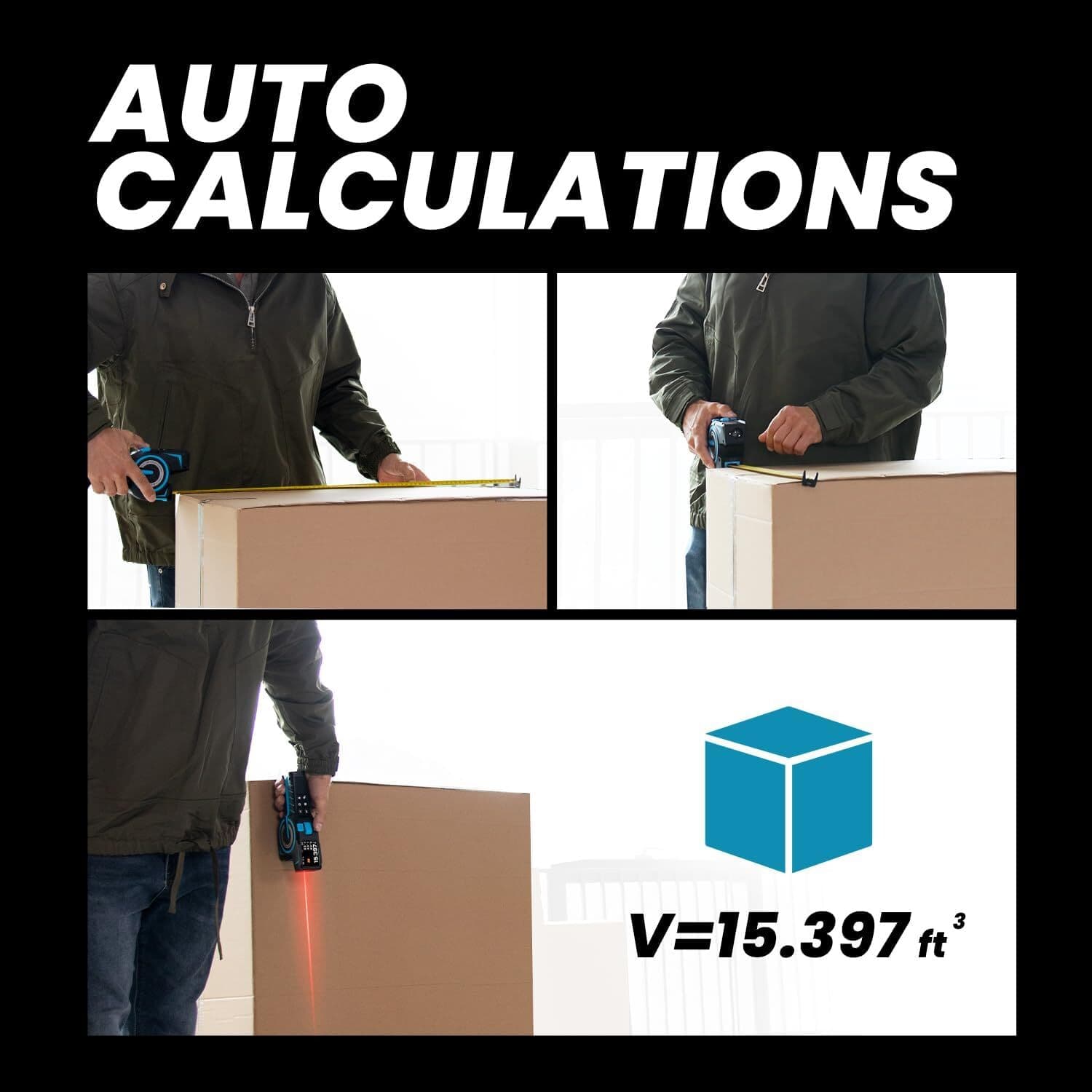 3-in-1 Digital Tape Measure, 330Ft Laser Measurement Tool with Rechargeable 5