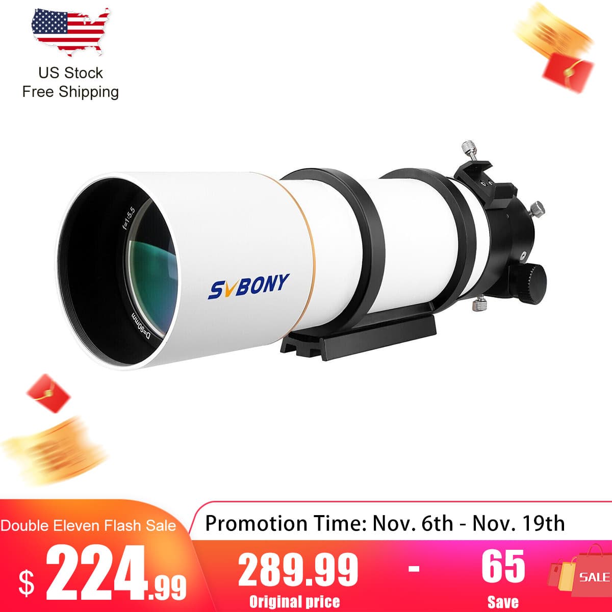 SVBONY SV48P 2" 90500 Astronomical Telescope Refractor OTA Planetary Observation