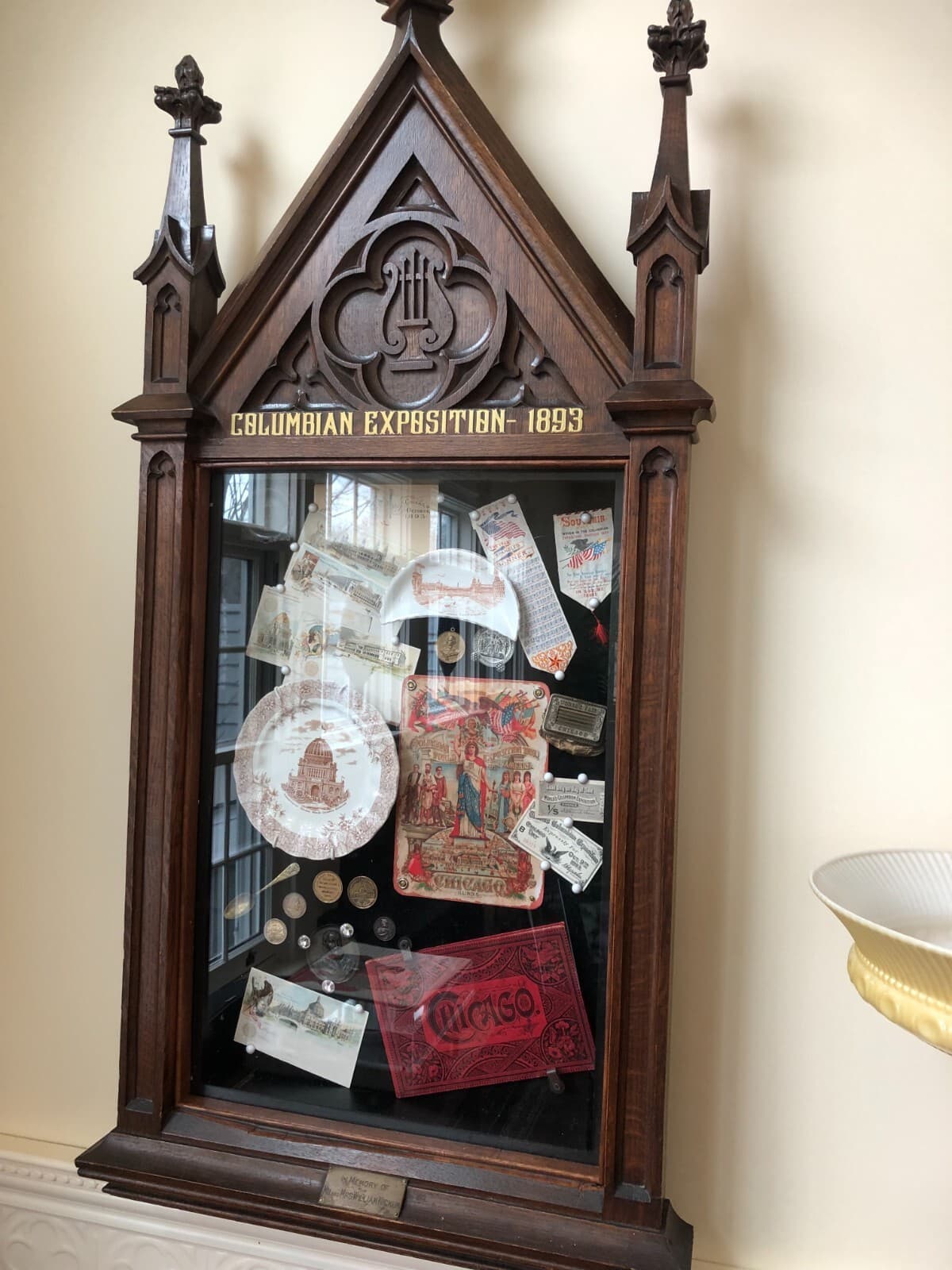 1893 COLUMBIAN WORLDS FAIR CHICAGO 1/4  SAWN OAK GOTHIC FRAMED  Display 27 X 60