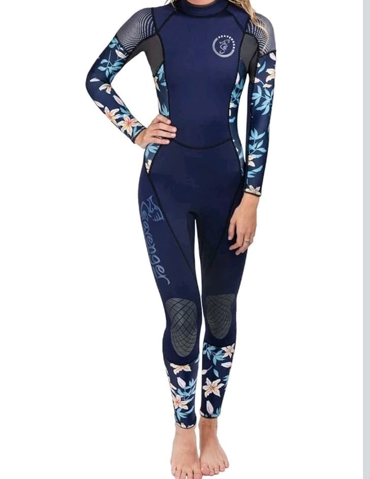 Seavenger Alpha 3mm Neoprene Fullsuit Wetsuit Dark Blue Floral Women’s Size 13
