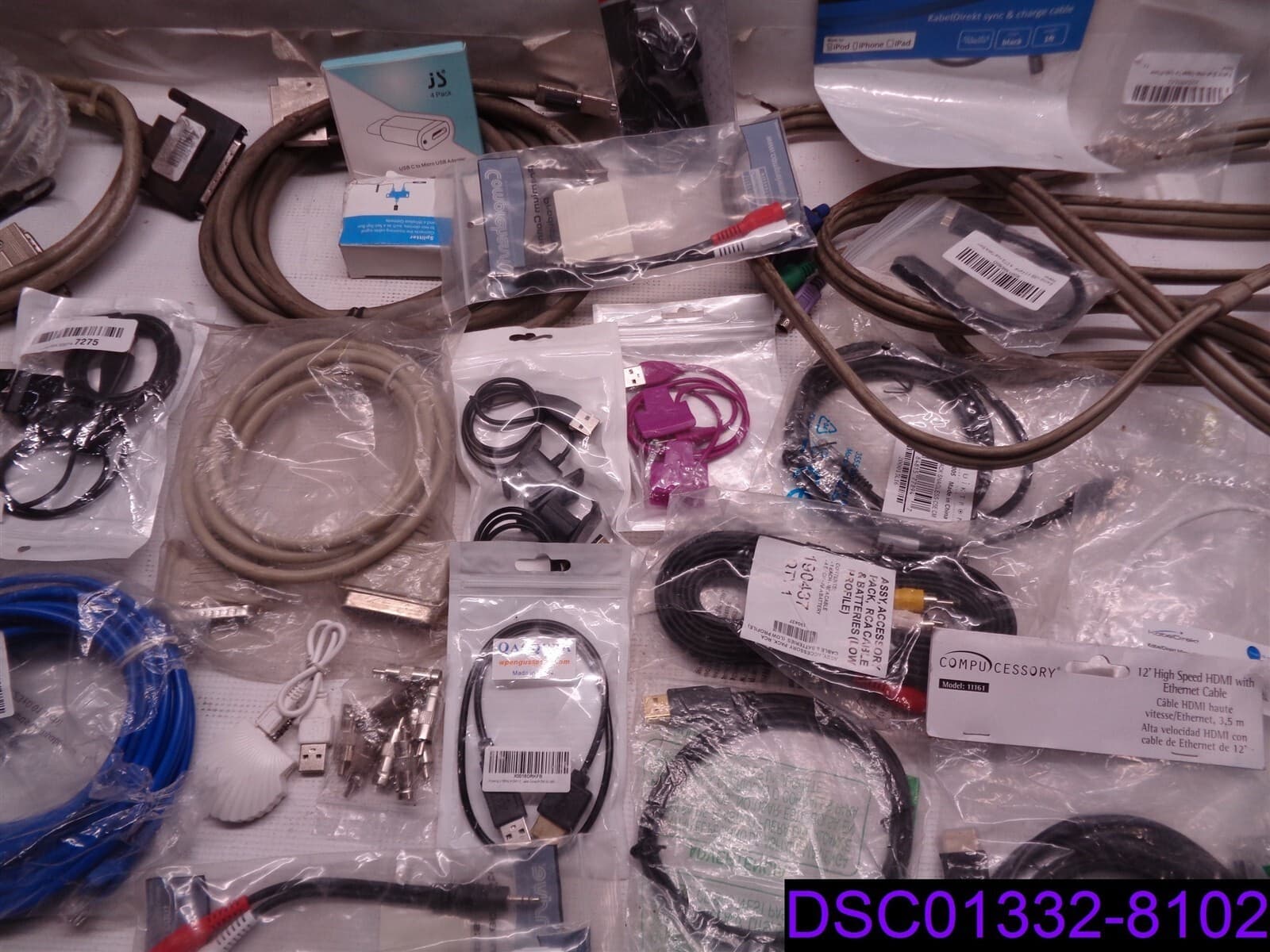 Qty = 81 Mixed Lot of Computer Cables, Chargers, Data Cables, & More 3