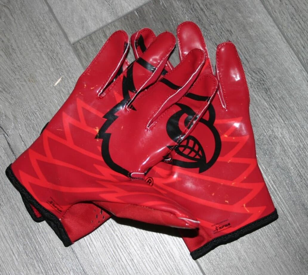 Louisville Cardinals Adidas Football Red Game Used Gloves XL