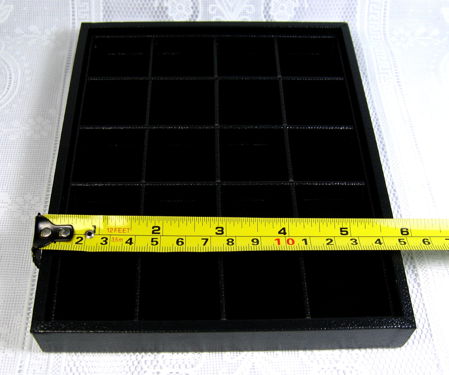 TRAVEL TRAY HOLDER ORGANIZER DISPLAY SHOW CASE GEM 15x18 CM WITH 20 JARS 3X3 CM 6