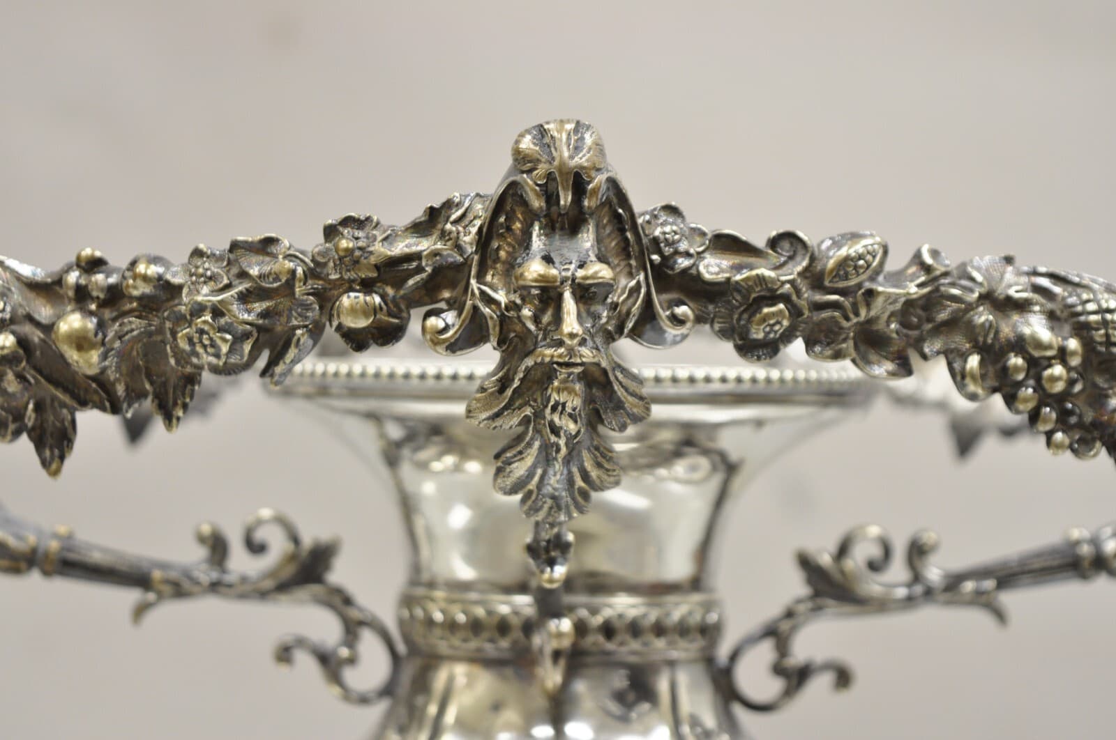 Antique French Victorian Silver Plated Figural Centerpiece Bowl Pedestal Base 2