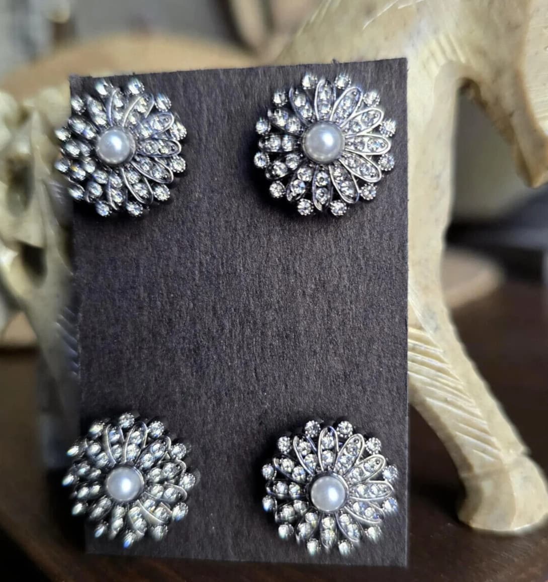 Black and Faux-Pearl Magnetic Pins . Horse Show magnet pins.  Clothing magnets. 3