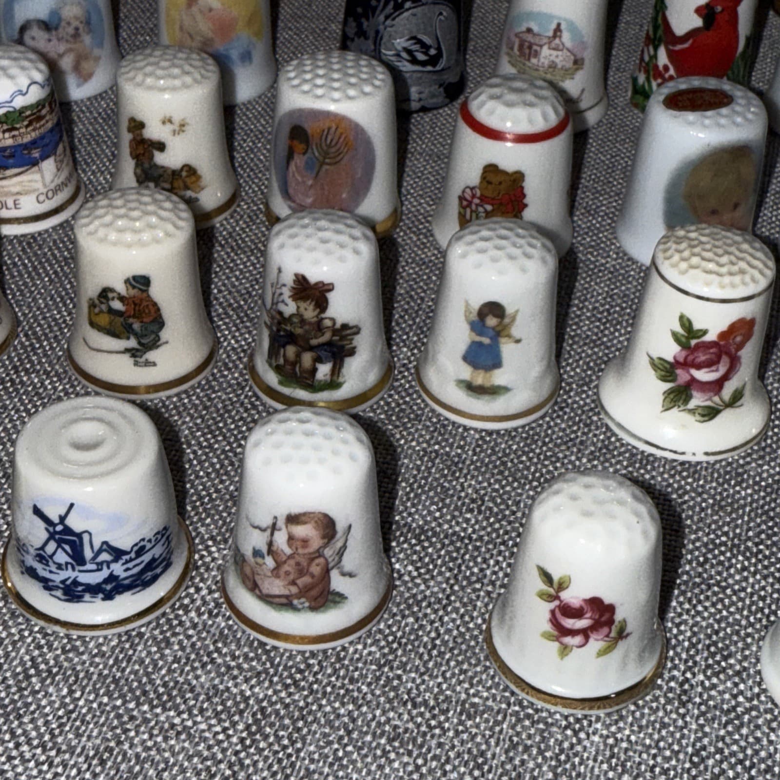 Lot Of 47 Vintage Thimbles Gorham RR Roma Enesco Gimble & Sons HH Japan Germany 3