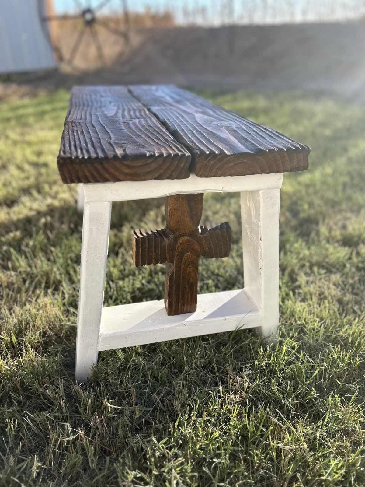 Cross Bench Handcrafted Solid Wood Indoor Outdoor Furniture Bench 2