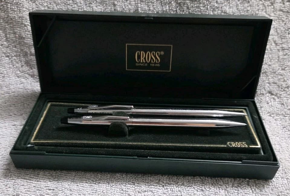 A.T. Cross Century Chrome Ballpoint Pen & 0.5mm Pencil Set 350105 In Box 3