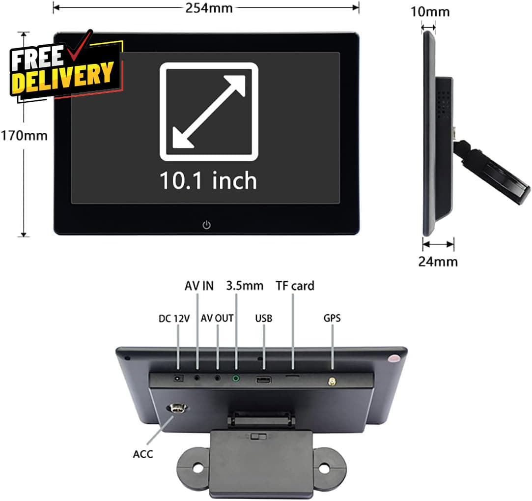 4K Android 12 Portable Car TV Headrest Monitor Back Seat 10.1 Inch Touch Screen 6