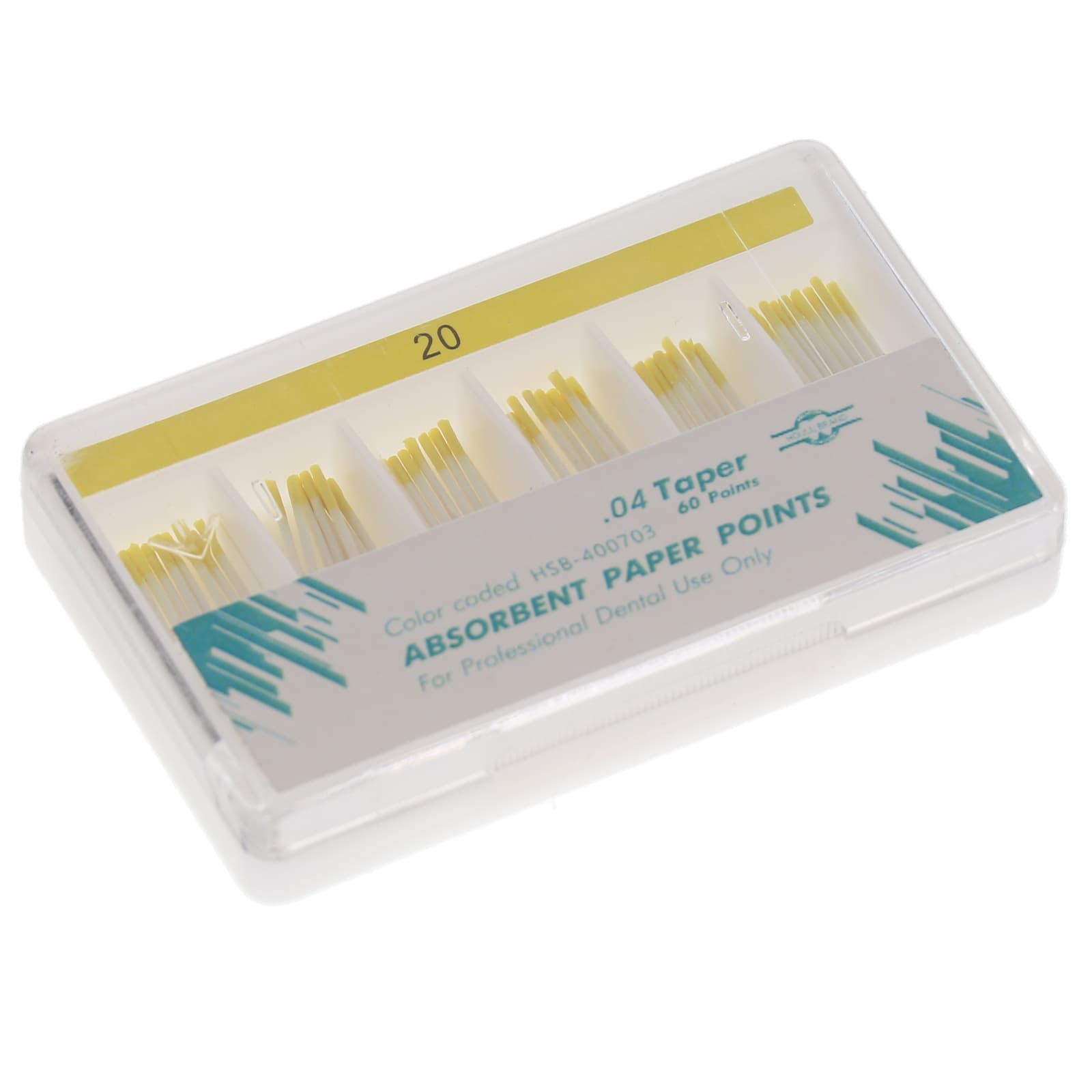 House Brand Dentistry 400703 HSB Absorbent Paper Points .04 Taper #20 60/Pk 5